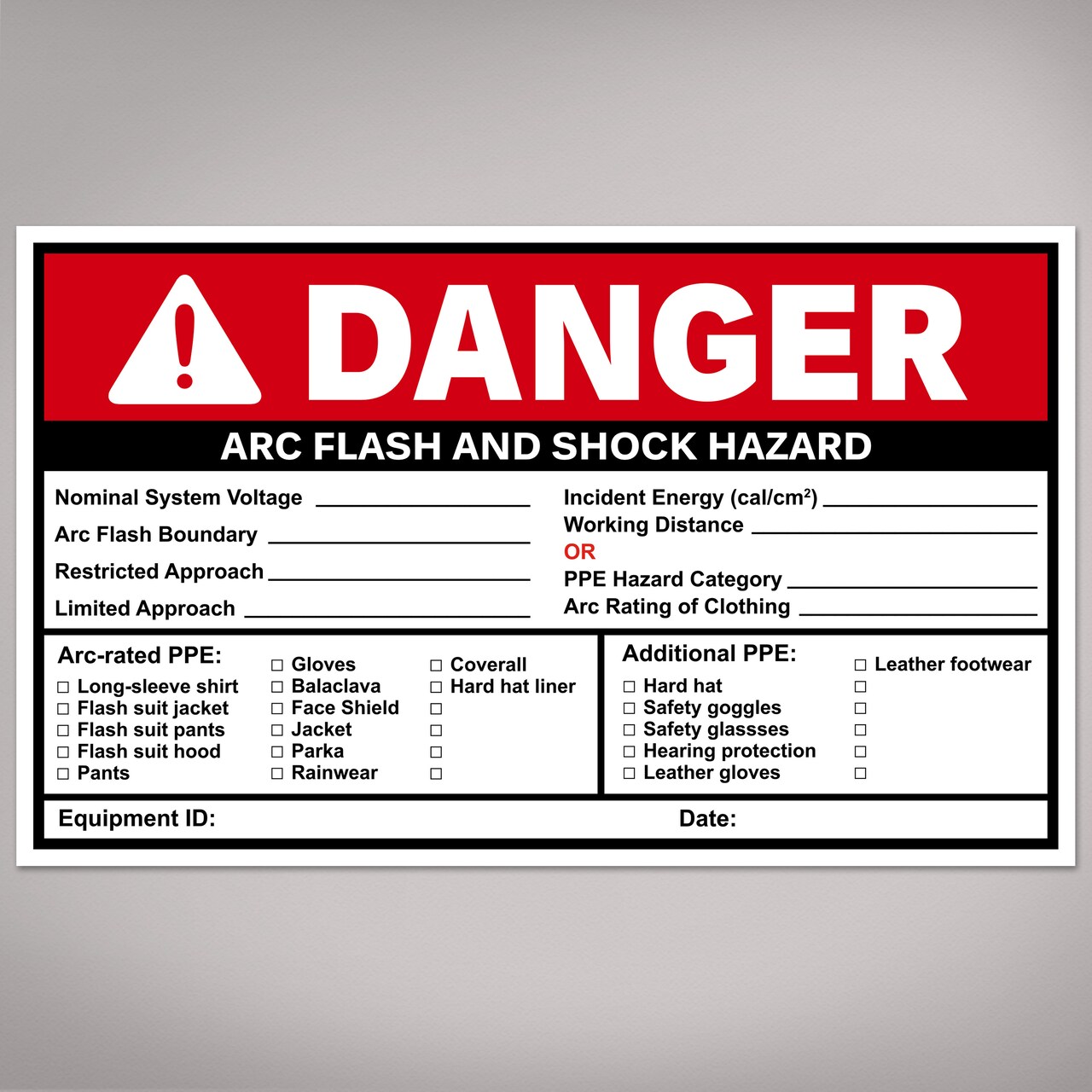 Avery Arc Flash/Shock Danger Labels, Waterproof, UV Resistant, Preprinted, Handwrite-Only, 4.75" x 7.75", 100 Warning Decal Labels